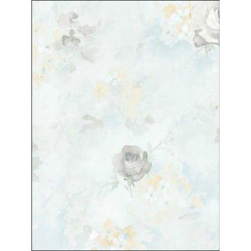 Morning Dew Turquoise Grey Yellow Wallpaper