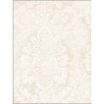 Valentine Damask Taupe Linen Wallpaper