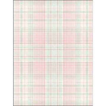 Check Plaid Turquoise Pink Cream Wallpaper