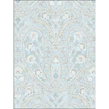 Ornamental Blue Grey Wallpaper