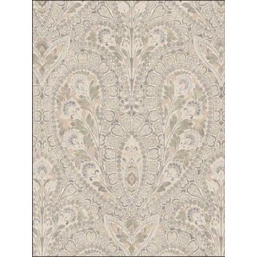 Ornamental Beige Coffee Grey Wallpaper