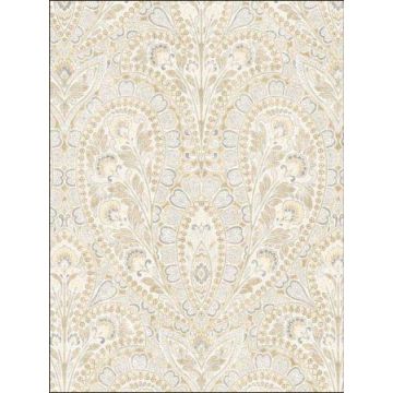 Ornamental Yellow Grey Cream Wallpaper