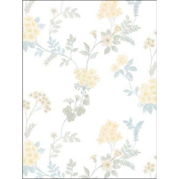 Fern Floral Turquoise Yellow Blue Wallpaper