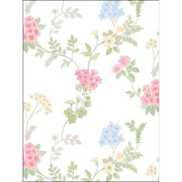 Fern Floral Pink Green Yellow Wallpaper