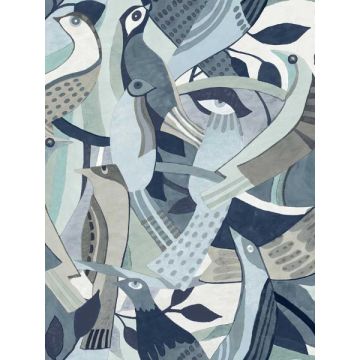 Fauvist Flock Blue Wallpaper