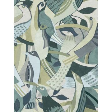Fauvist Flock Green Wallpaper
