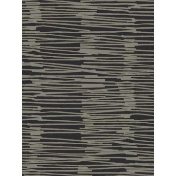 Water Reed Thatch Black and Gold Wallpaper