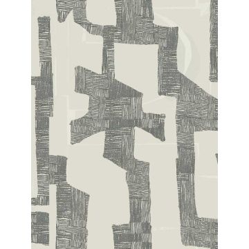 Modern Tribal Linen and Charcoal Wallpaper