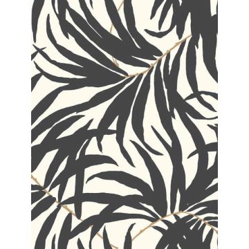 Bali Leaves Off White and Dark Grey Wallpaper