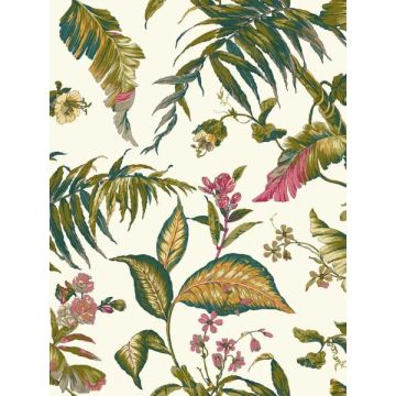 Fiji Garden White and Teal Wallpaper