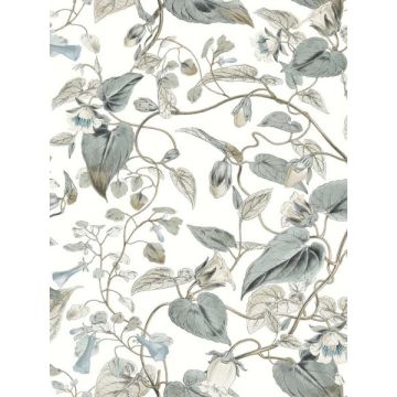 Moon Flower White and Blue Wallpaper