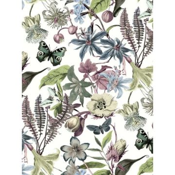 Butterfly House White and Fuchsia Wallpaper