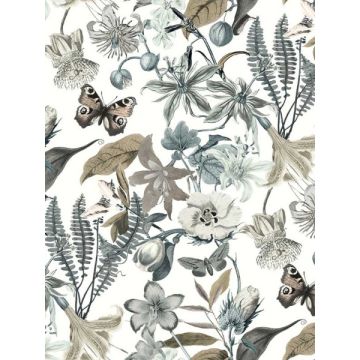 Butterfly House White and Blue Wallpaper