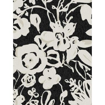 Brushstroke Floral Black Wallpaper