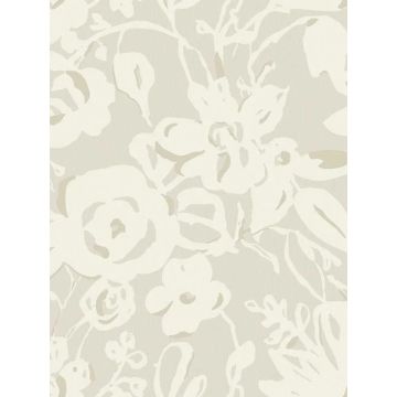 Brushstroke Floral Taupe Wallpaper