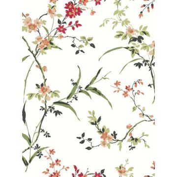Blossom Branches White and Red Wallpaper