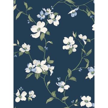 Dogwood Navy Wallpaper