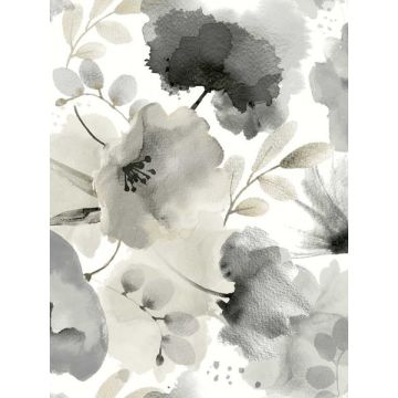 Watercolor Bouquet Charcoal Wallpaper