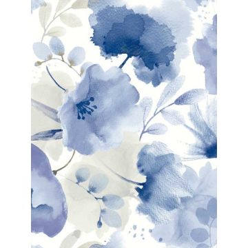 Watercolor Bouquet Cobalt Wallpaper