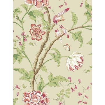 Teahouse Floral Cream and Coral Wallpaper