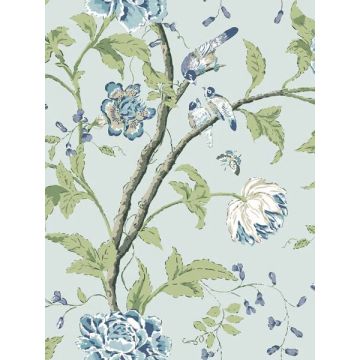 Teahouse Floral Light Blue Wallpaper