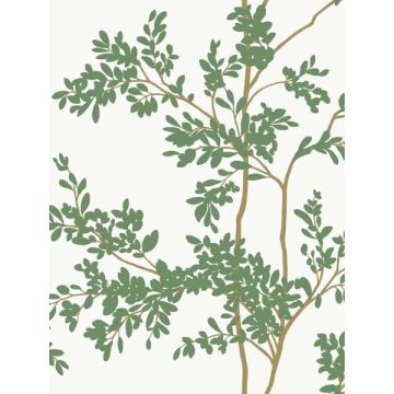 Lunaria Silhouette White and Green Wallpaper