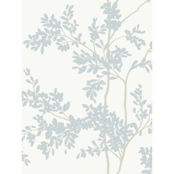 Lunaria Silhouette White and Cloud Blue Wallpaper