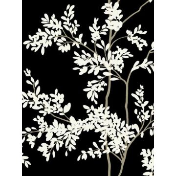 Lunaria Silhouette Black and White Wallpaper
