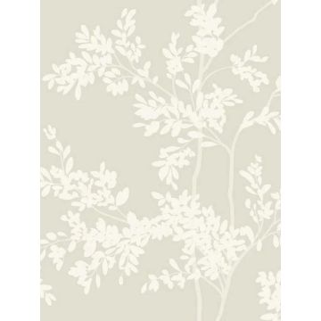 Lunaria Silhouette Light Taupe and White Wallpaper