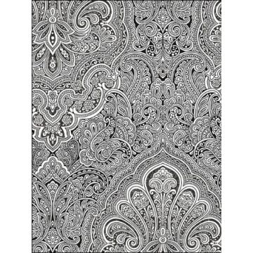 Ruby Paisley Black White Wallpaper