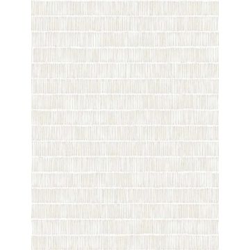 Horizontal Hash Marks White and Cream Wallpaper