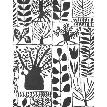 Primitive Trees Black and White Wallpaper