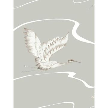 Soaring Cranes Taupe Wallpaper
