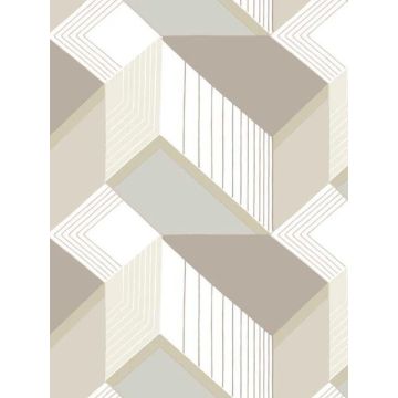 Graphic Geo Blocks White and Cream Wallpaper