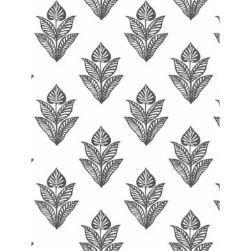 Lotus Motif Black and White Wallpaper