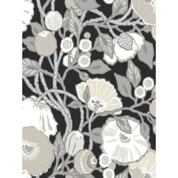 Vincent Poppies Black and Cream Wallpaper