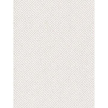 Grecian Geometric Pearl and White Wallpaper