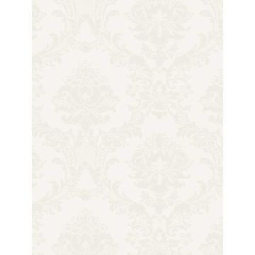 Document Damask White Opaque Wallpaper