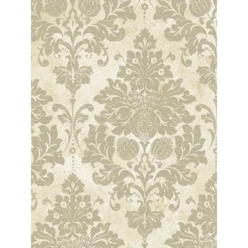 In Register Damask Cream Tan Gold Wallpaper