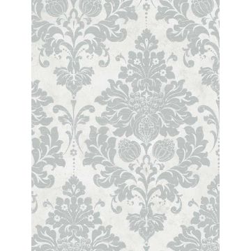 In Register Damask Silver Pearl Wallpaper