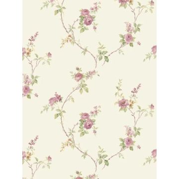 In Reg White Wedding Trail Ivory Burgundy Green Wallpaper
