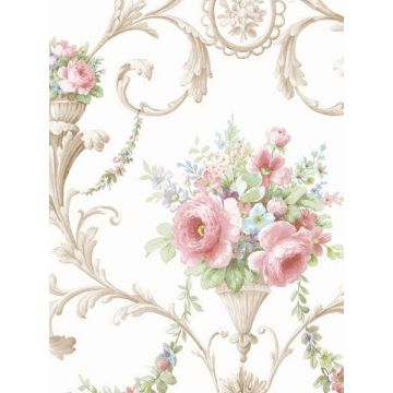In register Ornamental Floral Pink Blue Wallpaper