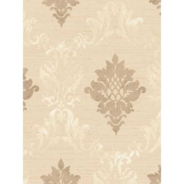 In register Silk Damask Beiges Creams Gold Wallpaper