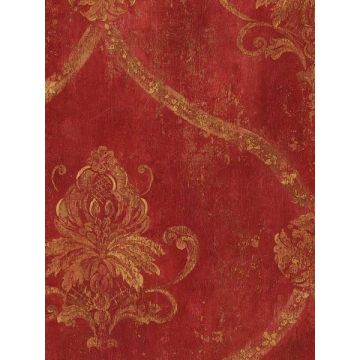 Regal Damask Red Tan Ochre Terra Cotta Wallpaper