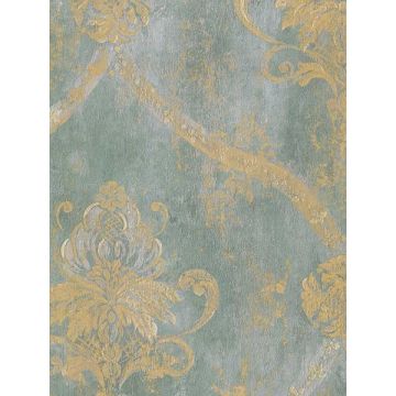 Regal Damask 33 Blend Aqua Green Taupe Wallpaper