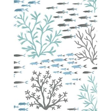 Marine Garden Blue and Brown Wallpaper