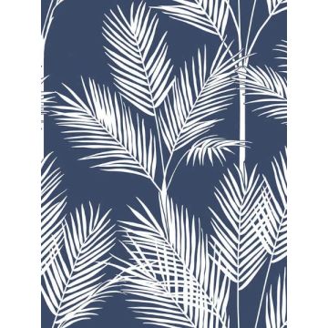 King Palm Silhouette Navy Wallpaper