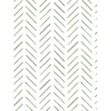 Painted Herringbone Green Wallpaper