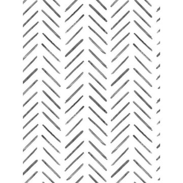 Painted Herringbone Black Wallpaper