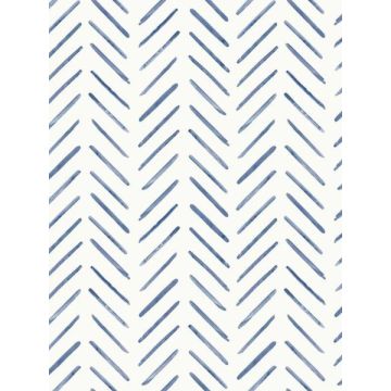 Painted Herringbone Navy Wallpaper